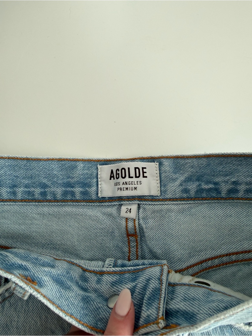 Agolde Light Blue High-Rise Denim Short